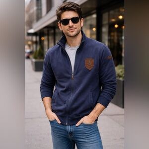 Bogner Navy Blue Zip-Up Jacket – Modern Men’s Casual Wear, Size M